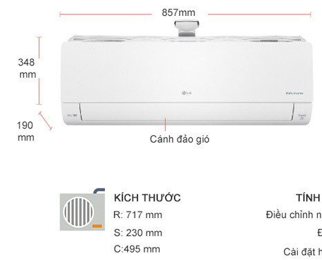 Kích thước cục nóng - lạnh máy Lạnh LG V13APFP
