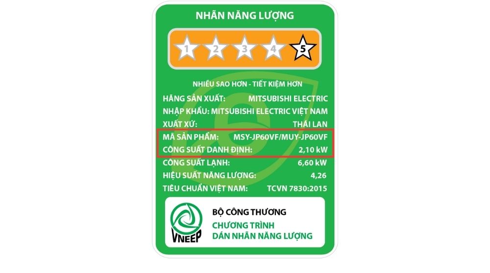 Công suất tiêu thụ điện của điều hòa Mitsubishi 24000BTU