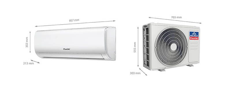 Kích thước dàn nóng - lạnh điều hoà Funiki 18000 HSH18TMU 