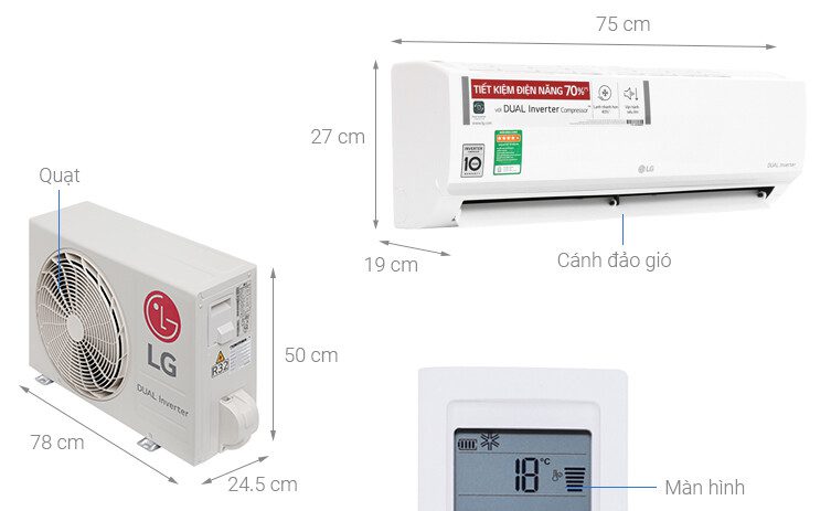 Kích thước dàn nóng - lạnh model V10ENW