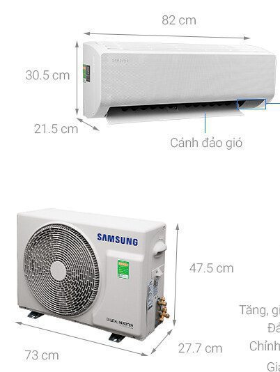 Kích thước dàn nóng, lạnh điều hòa Samsung 24000BTU AR24TYGCDWKNSV