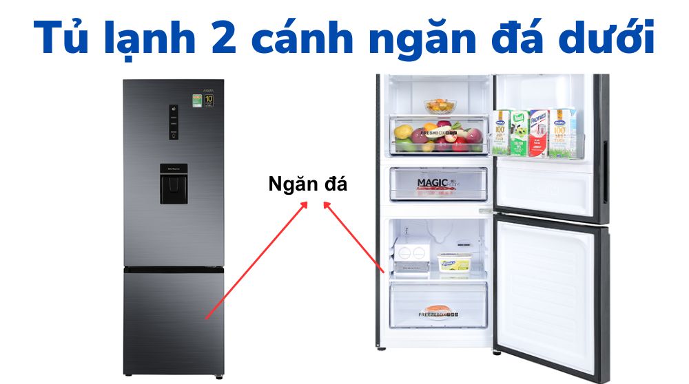 Tủ lạnh 2 cánh ngăn đá dưới