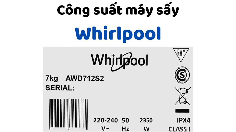 Công suất máy sấy quần áo Whirlpool: Tiêu thụ bao nhiêu điện?