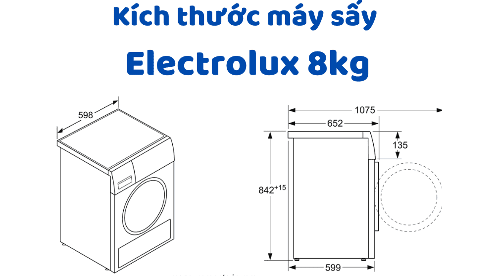 Kích Thước Máy Sấy Electrolux 8kg