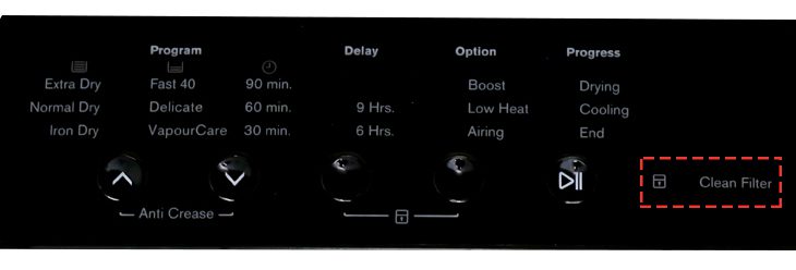 Đèn báo làm sạch bộ lọc xơ vải