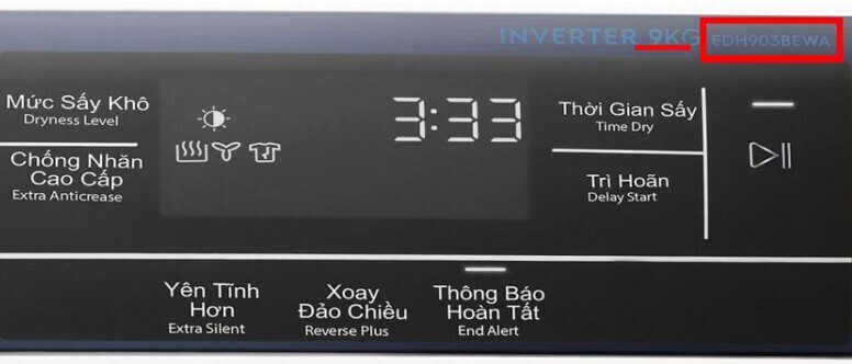 kí hiệu máy sấy Electrolux bơm nhiệt