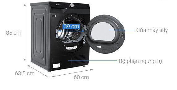 Kích thước máy sấy Samsung DV90T7240BB/SV