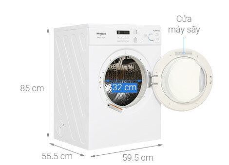 Kích thước máy sấy Whirlpool AWD712S2