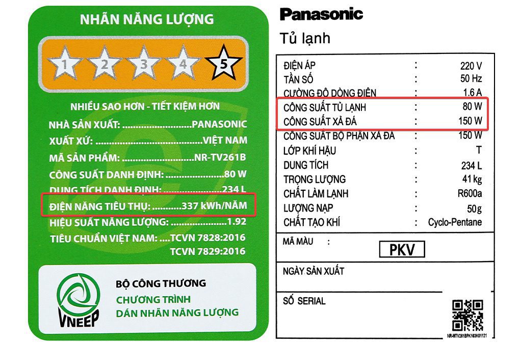 Tính Công Suất Tiêu Thụ Tủ Lạnh Panasonic