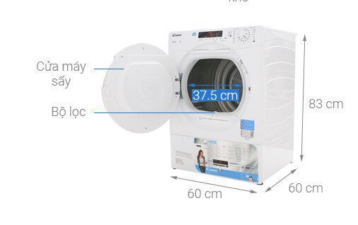 Kích thước máy sấy Candy CS V9DF-S