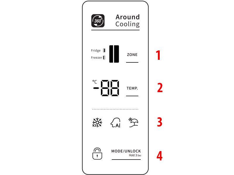 Bảng điều khiển tủ lạnh Casper 2 cánh