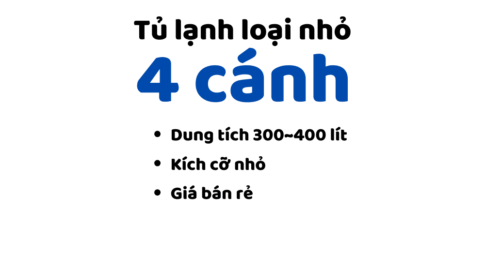 Tủ lạnh 4 cánh loại nhỏ