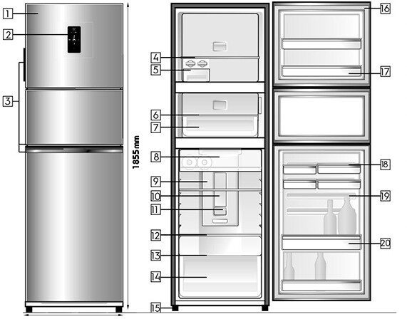 Cấu tạo tủ lạnh Electrolux 3 cánh