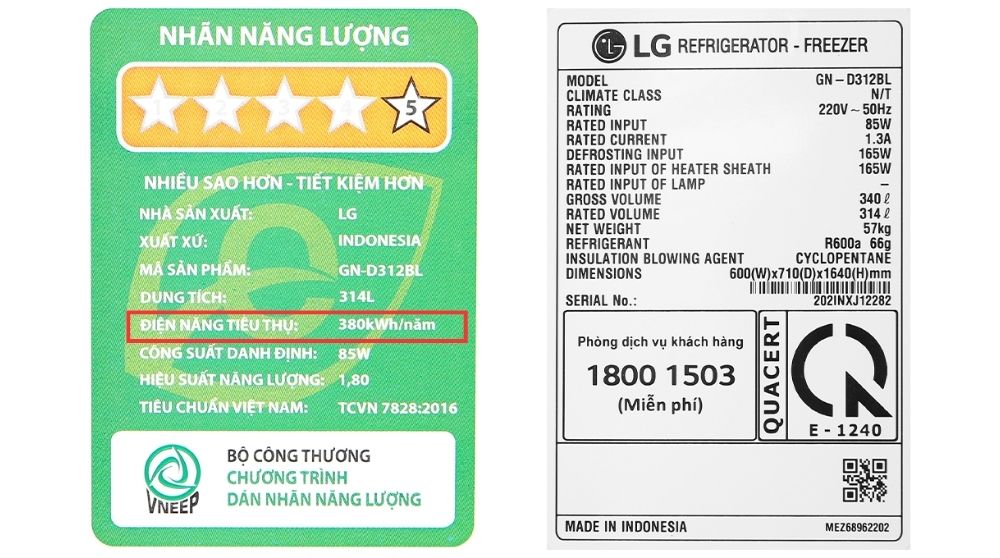 Tính Công Suất Tiêu Thụ Tủ Lạnh Lg
