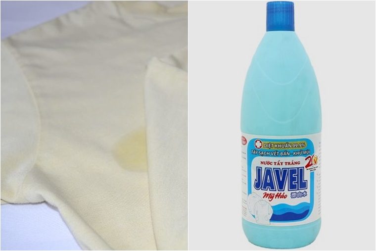 Cách tẩy áo trắng bị ố vàng bằng Javen