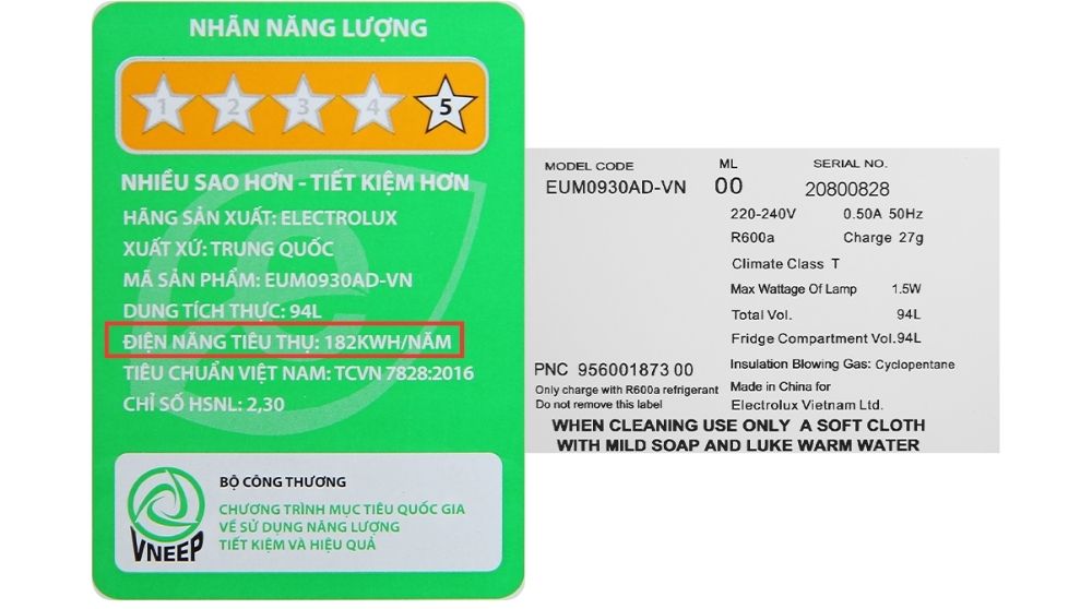 cách xem điện năng tiêu thụ của tủ lạnh mini