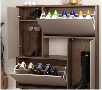 Tủ gỗ để giày thông minh 2 cánh lật và 2 cánh mở KĐG56 | Mobile