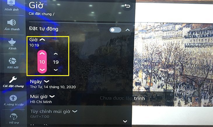 Chọn mục "Giờ".