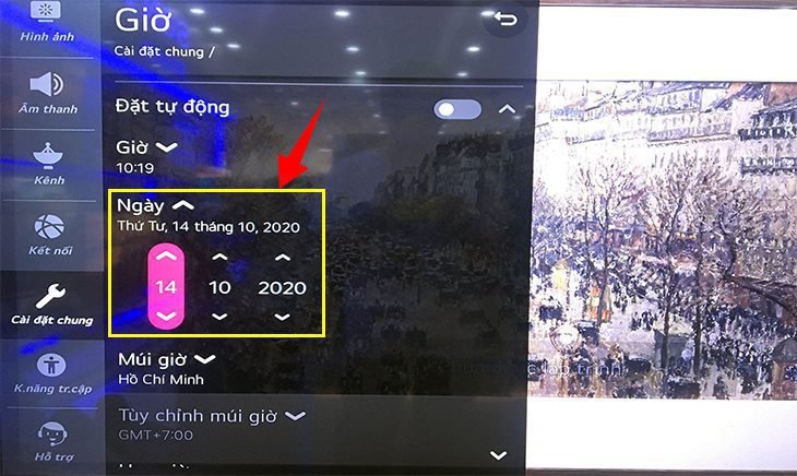 Chọn mục "Ngày".