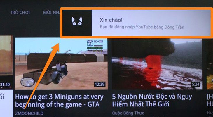 Trên màn hình chính của tivi sẽ hiển thị thông báo Trên màn hình chính của tivi sẽ hiển thị thông báo
