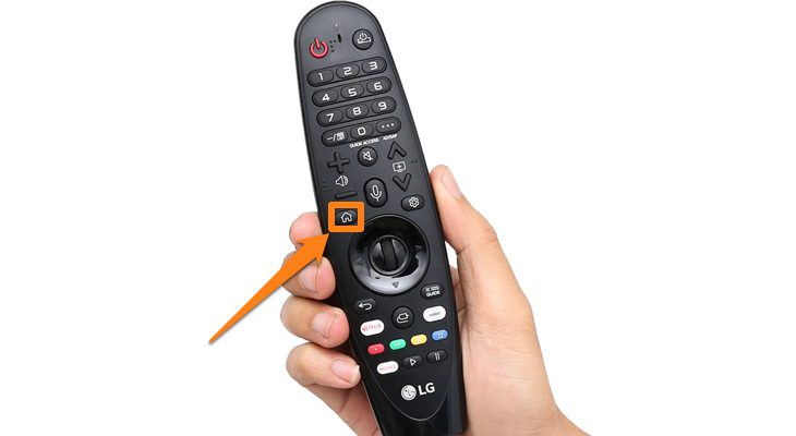 Nhấn vào nút hình ngôi nhà trên remote Nhấn vào nút hình ngôi nhà trên remote