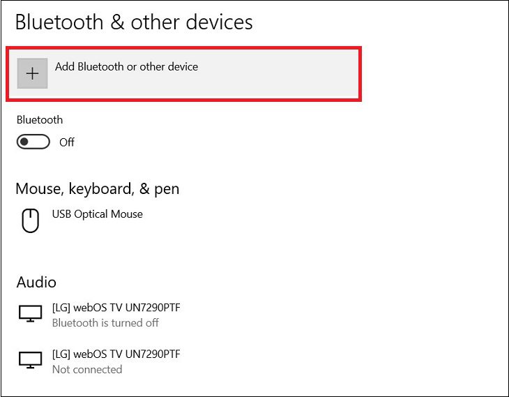 Chọn Add Bluetooth or other device. Chọn Add Bluetooth or other device.
