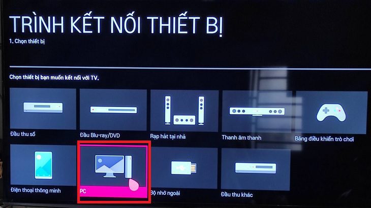 Chọn vào PC. Chọn vào PC.