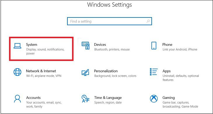Chọn System. Chọn System.