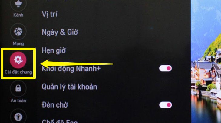 Chọn Cài đặt chung