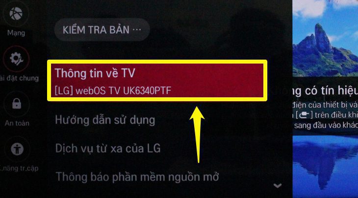 Thông tin của tivi