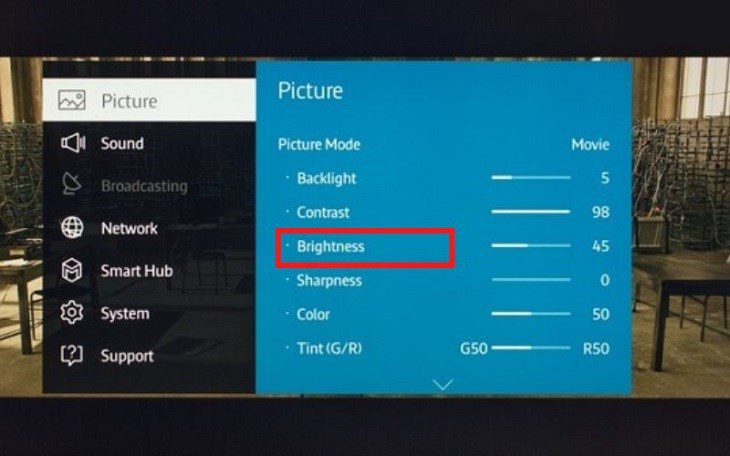 Cách chỉnh độ sáng màn hình tivi LG thường ở mục Brightness Cách chỉnh độ sáng màn hình tivi LG thường ở mục Brightness