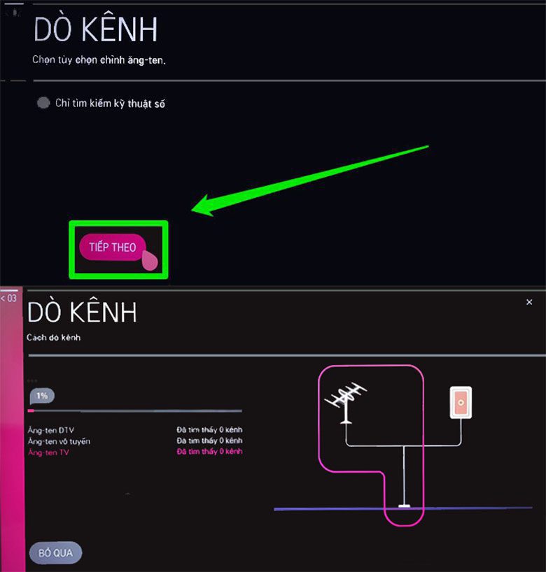 Thực hiện bước 6 cách dò kênh tivi LG trên hệ diều hành WebOS