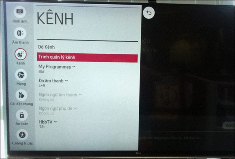 Chọn Trình quản lý kênh