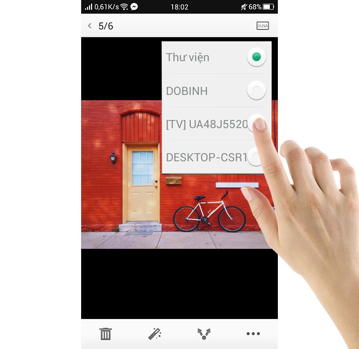 Bạn chọn vào tivi mà mình muốn chuyển hình lên