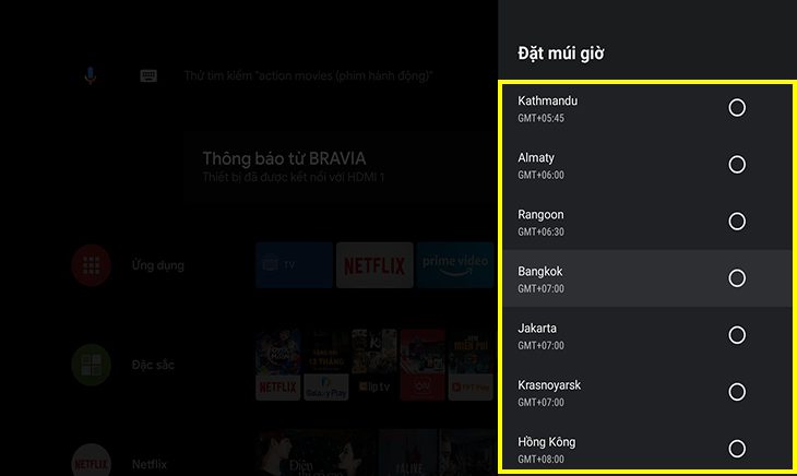 Chọn múi giờ bạn muốn