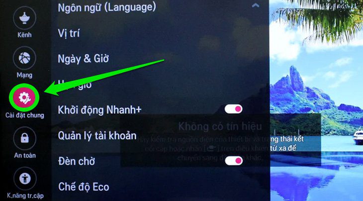 Chọn Cài đặt chung