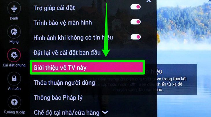 Chọn Giới thiệu về chiếc tivi này