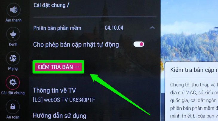Chọn Kiểm tra bản cập nhật