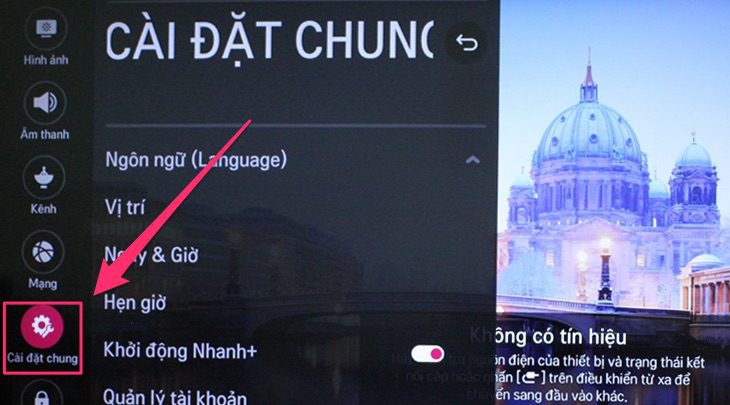 Cài đặt trên tivi LG