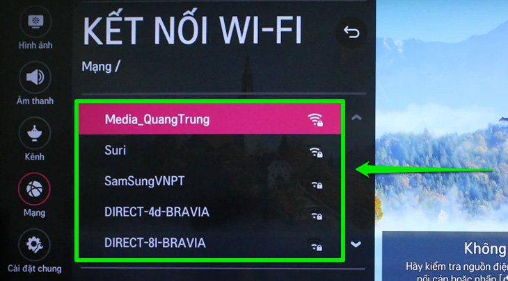 Chọn vào tên Wi-Fi Chọn vào tên Wi-Fi