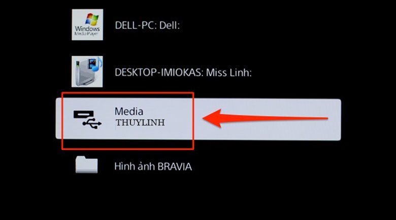 Chọn USB của bạn và truy cập tiến hành kết nối USB với tivi Sony Bravia