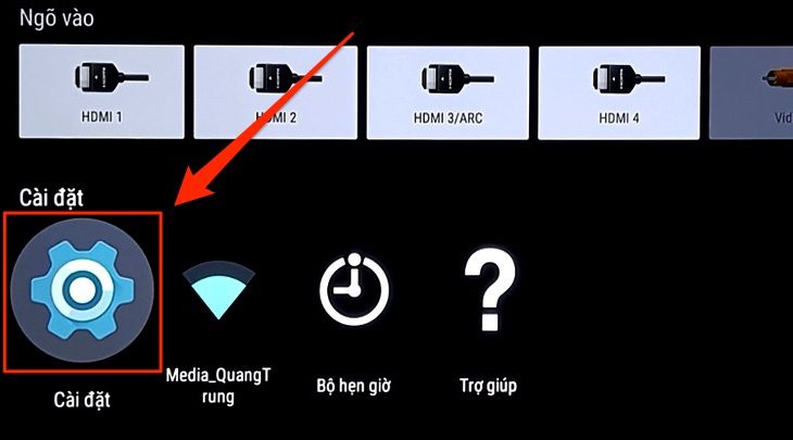 Mục Cài đặt trên Android tivi Sony Mục Cài đặt trên Android tivi Sony