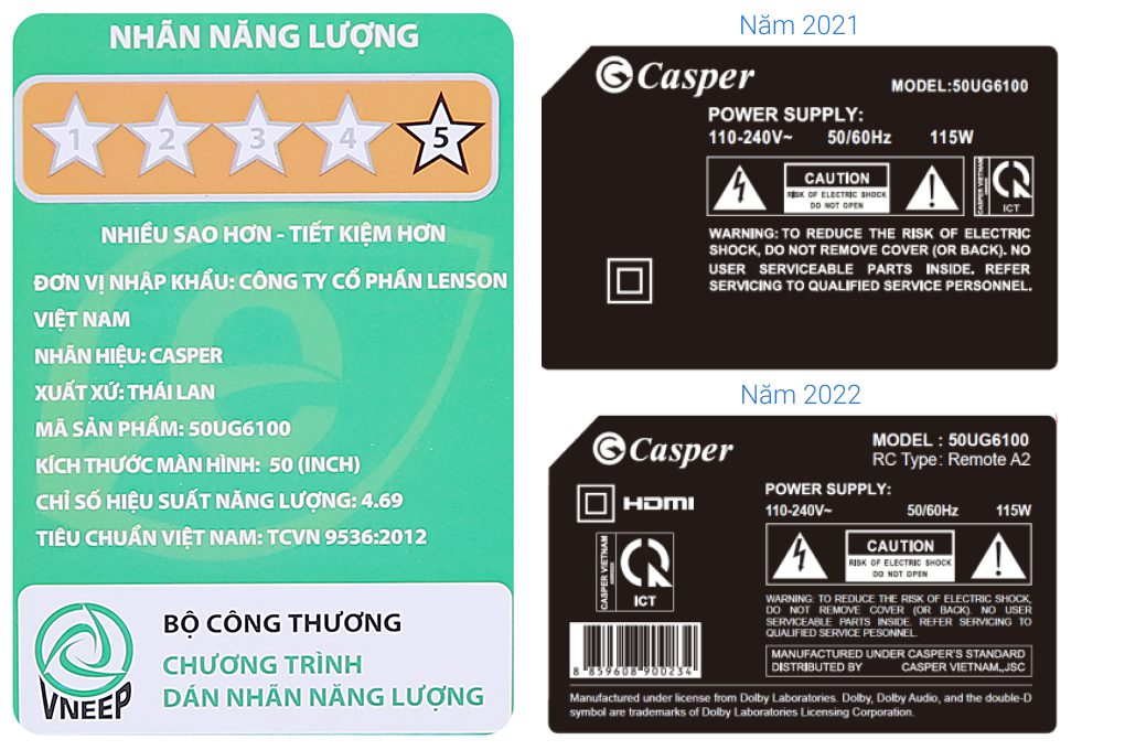 Công suất tiêu thụ của tivi Casper 50 inch