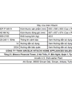 Máy rửa bát Hitachi HDF-F146VX - ảnh số 5 -