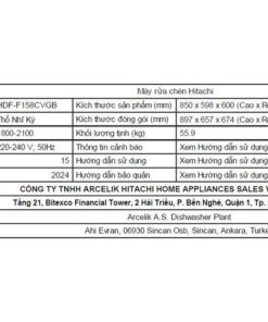 Máy rửa bát Hitachi HDF-F158CVGB ảnh số 7 -