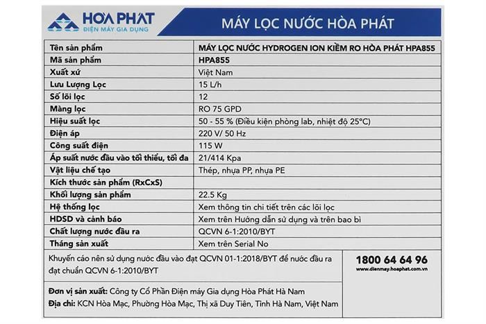 - Máy lọc nước Hòa Phát HPA855 - hình số 7