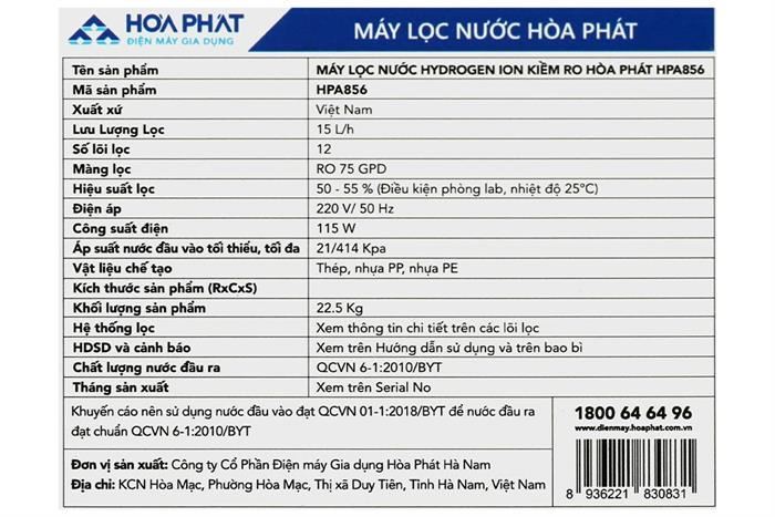 - Máy lọc nước Hòa Phát HPA856 - hình số 7