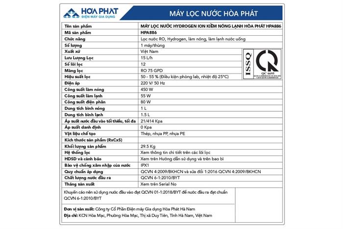 - Máy lọc nước Hòa Phát HPA886 - hình số 6