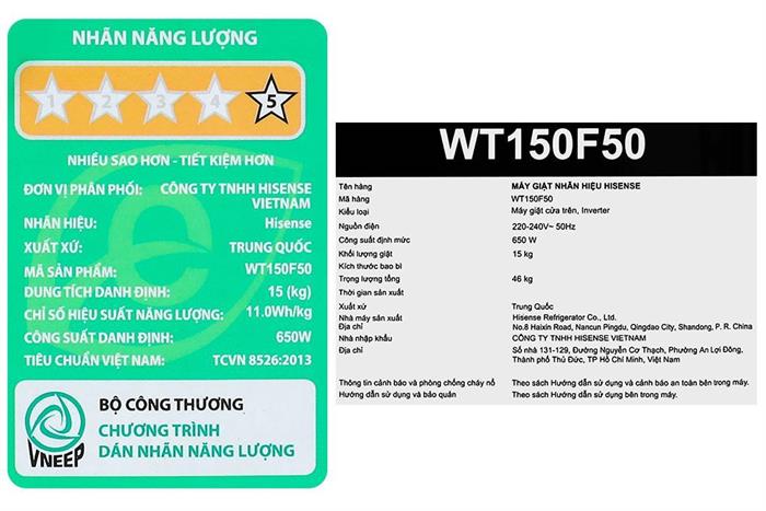 - Máy giặt Hisense WT150F50 - hình số 10