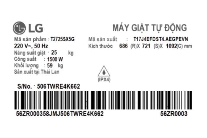 - Máy giặt LG T2725SX5G - hình số 7